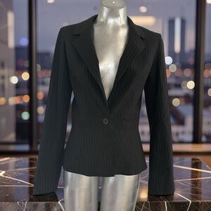 Split Women's Black Pinstripe Blazer in size L